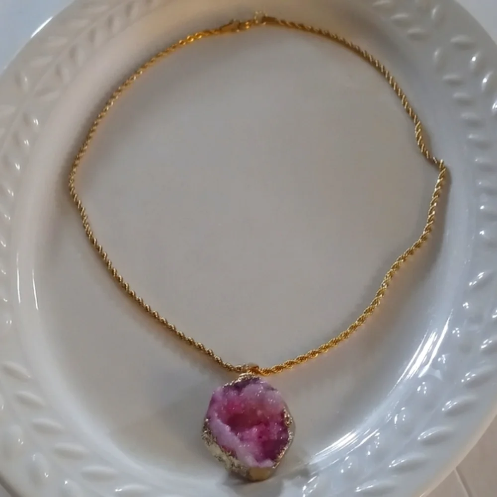 Necklace set pink stone earring Set